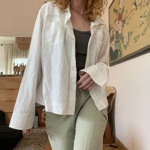 🧿White Collard Denim Style Top